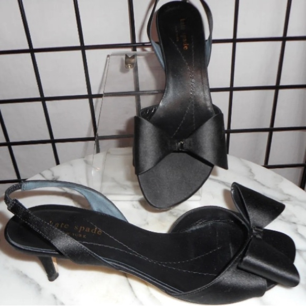 Kate Spade Satin Bow Heel w Strap sz 9.5 with box